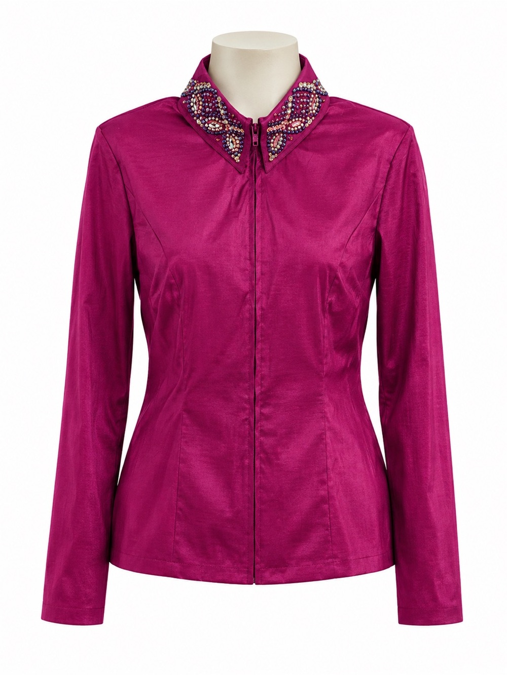 Embellished-Collar Magenta Women's Western show shirt